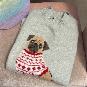 Gray Hollister Sweater with Pug! Brand new with tag! XS!